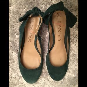 Green Round Tow Suede Flat Sz9